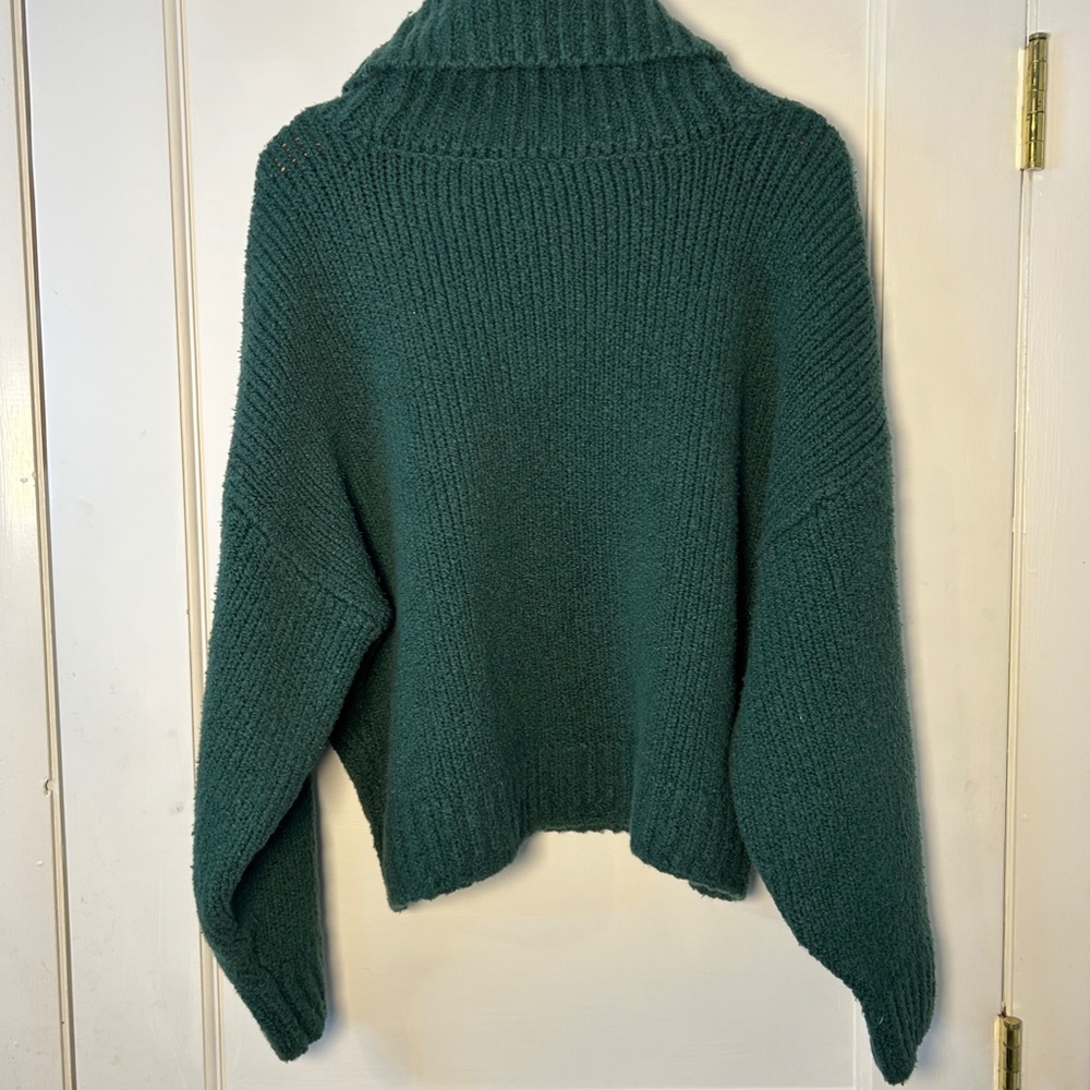 Pilcro Anthropologie chunky cowl neck knit sweater in forest green X-Large Cozy - Picture 6 of 12
